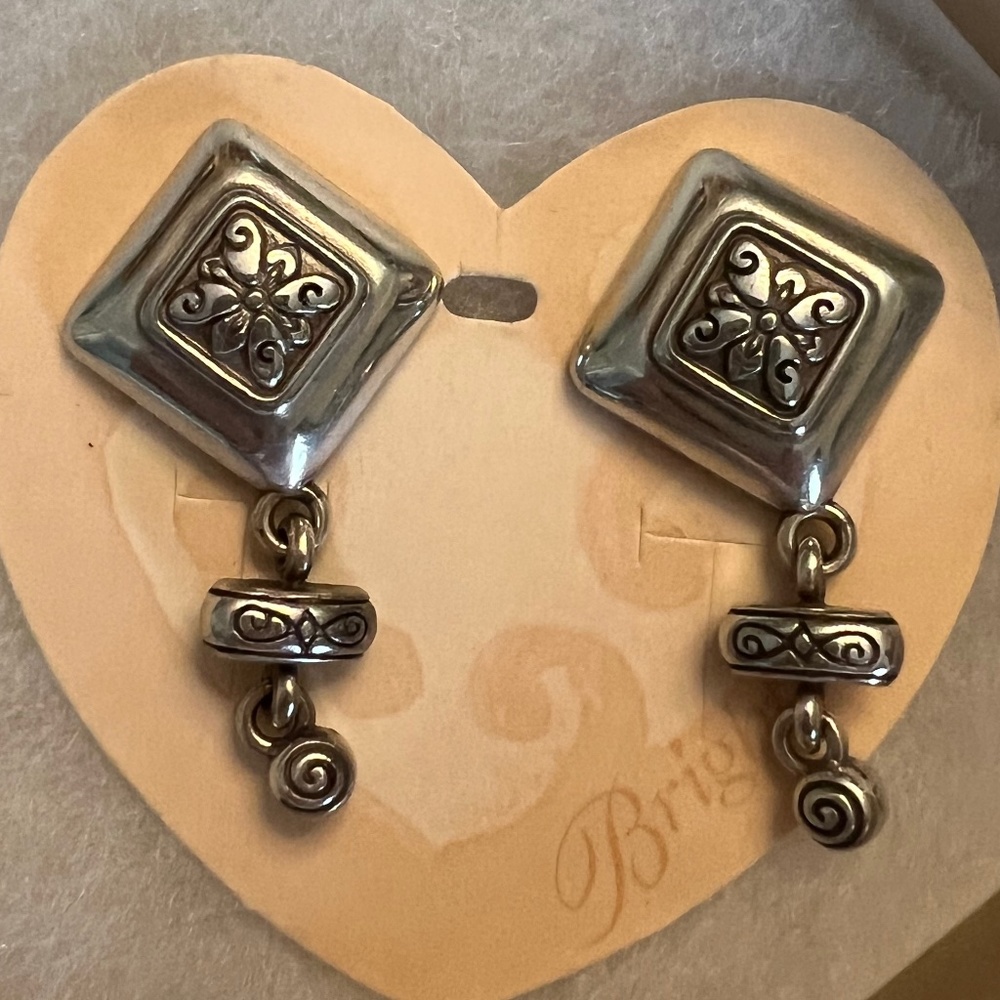 Brighton Diamond Shape Silver Post/Dangle Drop Ea… - image 2